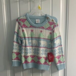 Kids 3T Holiday Time Festive Sweater in Blue, Pink, and Cream